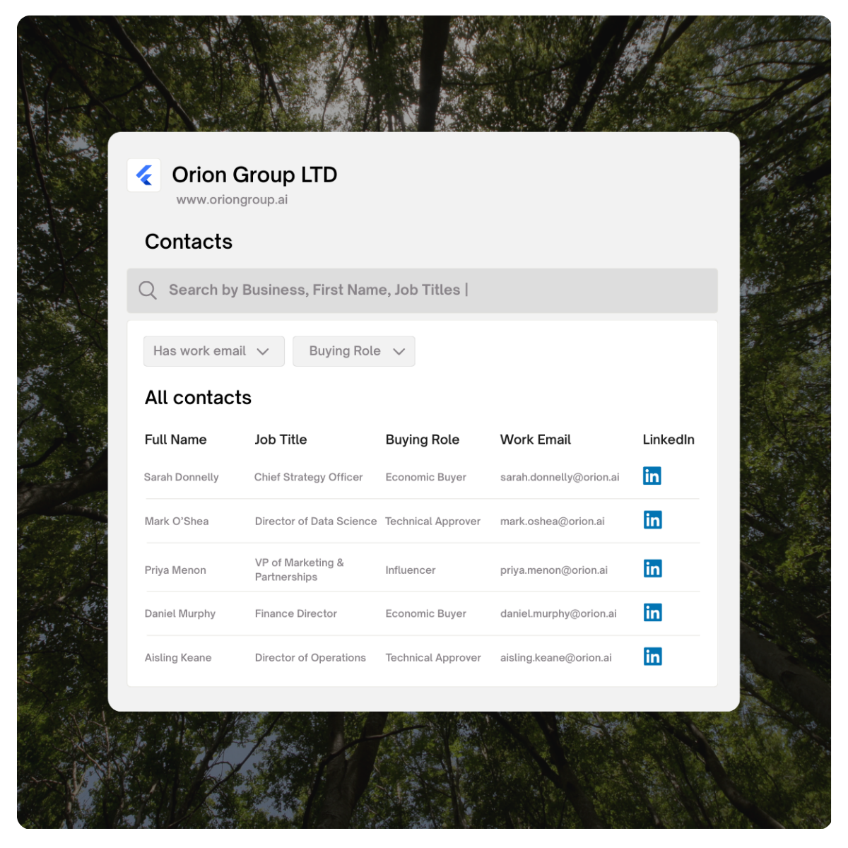 Contacts preview