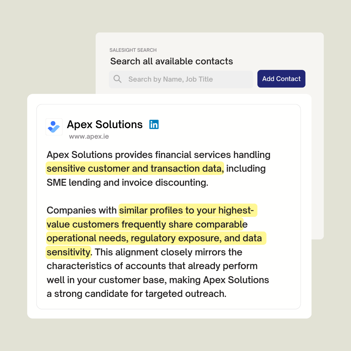 Best-fit customer matching powered by accurate business data for sales acceleration